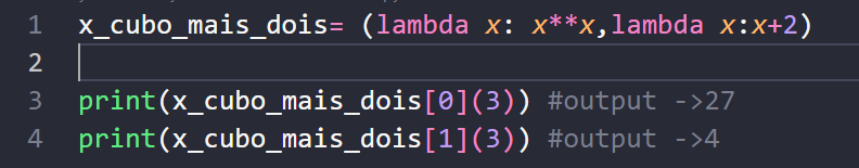 exemplo de várias expressões lambda